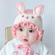 婴儿帽子秋冬季公主女宝宝，针织毛线帽可爱超萌婴幼儿女童护耳帽潮
