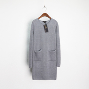 ise灰色中长款羊毛，针织毛衫连衣裙k1630807-2089