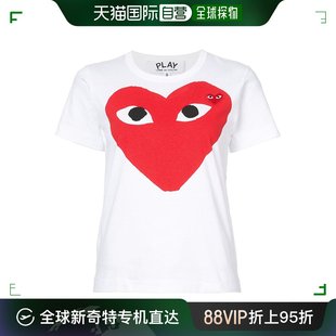 香港直邮潮奢 Comme Des Garcons Play 女士 白色棉质T恤 P1T025