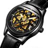 香港富西尼品牌手表商务男士手动机械表镂空透底男表休闲皮带腕表