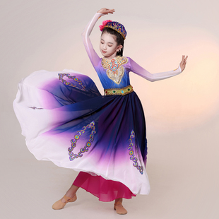 新疆舞蹈童装演出服表演服维族裙子少数民族服装女童维吾族舞服饰