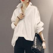 白色衬衫女蝙蝠袖，时尚衬衣2023秋装，法式宽松大码洋气上衣
