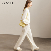 amii2024春季设计感卫衣套装，女休闲运动两件套宽松v领上衣