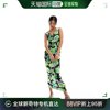 香港直邮潮奢 ASOS 女士bardot 设计亮绿色印花中长连衣裙