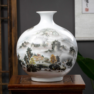 景德镇陶瓷花瓶插花摆件，新中式家居客厅酒柜博古架，装饰品瓷器摆件