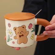 可爱女生陶瓷马克杯伴手礼高颜值水杯带盖勺创意办公室情侣咖啡杯