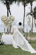 2023新娘结婚头纱重工钉珠长，拖尾蕾丝遮面头饰高端定制森系户外婚