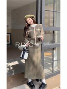 rixoexit法式小香风套装，秋冬时尚高级感名媛毛呢外套半身裙