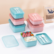 长方形学生带饭盒塑料pp可微波炉日式两分格上班食堂打饭餐盒餐具