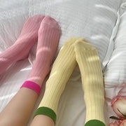 甜美糖果色袜子女中筒袜，春秋款ins潮流，可爱韩国日系运动春夏长袜