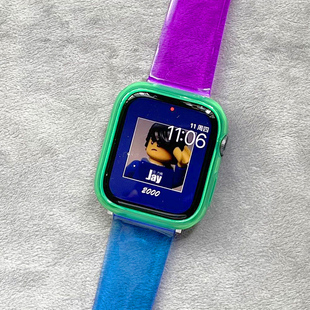 自由撞色果冻透明硅胶iwatch表带适用applewatch苹果s7手表6