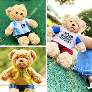 世界杯泰迪熊c罗梅西足球明星小熊男孩毛绒玩具娃娃公仔