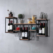 新欧式(新欧式)铁艺实木酒架壁挂，红酒葡萄架创意，置物餐厅装饰酒柜酒杯架品