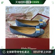香港直邮FerragamoSALVATORE FERRAGAMO 女士蓝色漆皮平底鞋 0592