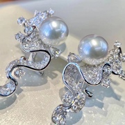 s925颜值设计感银天然珍珠耳坠，天然淡水珍珠耳环名媛气质款
