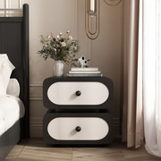 实木床头柜意式简约现代法式奶油风储物免安装皮革高级网红床边柜