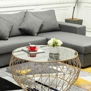 北欧铁艺金属钢化玻璃茶几创意个性小户型圆形桌子现代客厅沙发
