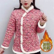 冬季网红复古棉服上衣外套女中国风大码加绒棉袄加厚保暖棉衣
