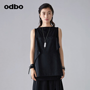 odbo/欧迪比欧原创设计欧根纱拼接假两件背心女夏季时尚百搭上衣