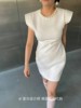 CHAVI韩国2023年春女装 复古仿珍珠链装饰廓形高腰连衣裙短裙
