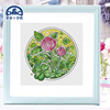法国dmc十字绣花卉系列套件清爽印花客厅圆形花卉-彩色的植物