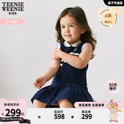 TeenieWeenie Kids小熊童装女宝宝24夏季款条纹无袖百褶连衣裙
