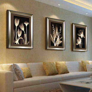 客厅装饰画现代简约沙发背景墙，三联壁画卧室，餐厅美式轻奢欧式挂画