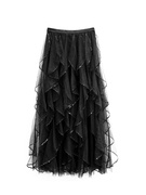 今年流行漂亮法式赫本风高端精致气质高级感黑色网纱半身裙女春秋