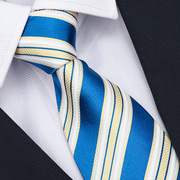 真丝蓝色条纹领带结婚新郎西装桑蚕丝男商务时尚正装礼盒送礼领带