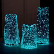 北欧时尚极光三角花瓶家居摆件夜光满天星创意锤纹玻璃花瓶装饰品