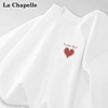 拉夏贝尔白色短袖t恤女款2024夏季宽松温柔系凡尔赛上衣