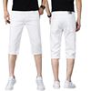 夏季男士白色牛仔短裤韩版直筒宽松薄款修身中裤百搭弹力七分马裤