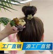 质感水墨纹理亚克力花朵发圈时尚串珠发绳女扎马尾丸子头皮筋头绳