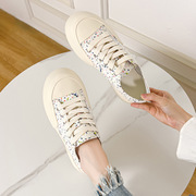 韩系圆头星空厚底帆布鞋女2023年小众设计夜光两穿系带泡泡鞋