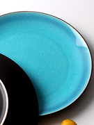陶瓷盘创意蓝色冰裂釉餐具，盘子菜盘西餐餐盘大圆盘12寸意面牛排盘