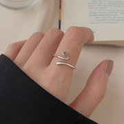 925纯银蛇形戒指女小众设计素圈食指戒时尚个性高级感冷淡风指环