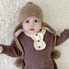 韩国大球球编织辫子儿童护耳帽冬天男女婴儿宝宝保暖针织毛线帽子