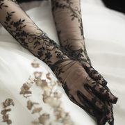 吉家原创黑色蕾丝刺绣手套精致长款新娘写真精致长款旅拍摄影配饰