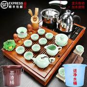小号实木一体茶盘家用陶瓷，茶具套装紫砂，全自动电磁炉茶台茶海茶托