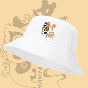 国庆熊猫衣服儿童2023时髦兄妹，装男女盆帽遮阳帽，可定制渔夫帽