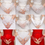 新娘手套仙旗袍手套婚礼蕾丝优雅新娘复古红半袖手套半截摄影
