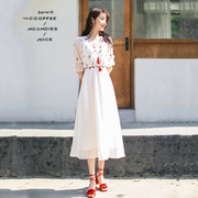 雪纺连衣裙高级感白色裙子气质显瘦收腰海边度假超仙长裙2024
