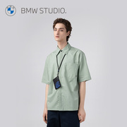 bmwstudio宝马男装，衬衫男士短袖休闲衬衫，商务通勤翻领衬衫