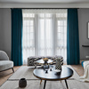 美式风格孔雀蓝窗帘长款落地客厅卧室高档纯色大气，欧式小奢华窗帘