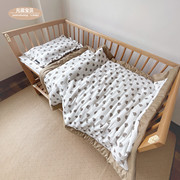 ins韩式小熊纱布婴童床品，套件纯棉被子，幼儿园床垫枕头婴儿用品