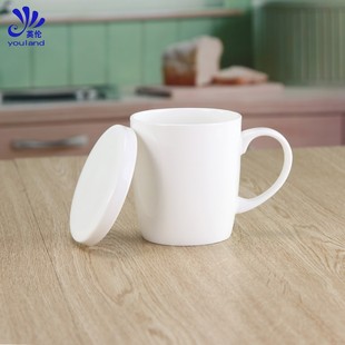 骨瓷月光盖杯情侣咖啡陶瓷杯带盖杯子创意陶瓷水杯马克杯茶杯定制