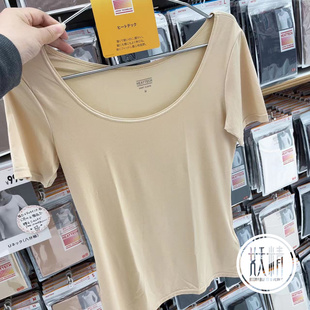 日本本土uniqlo优衣库，heattech自发热圆领，短袖t恤女半袖打底