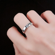 韩版男士潮流个性简约食指莫桑石结婚仿真钻石戒欧美单身情侣戒指