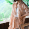 远家经典款植物染柿子染纯棉套裙套装衬衫衬衣飘带半身裙夏LF2011