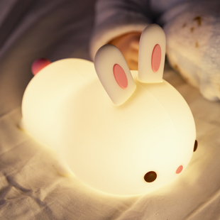 兔子硅胶拍拍小夜灯儿童卧室睡眠床头灯婴儿喂奶护眼定时台灯哺乳